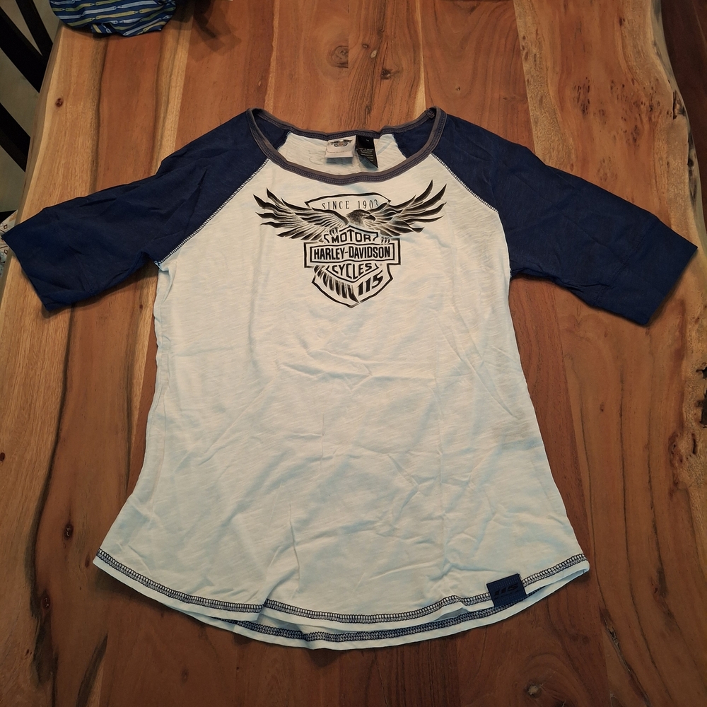 Harley-Davidson Navy and White Graphic Tee
